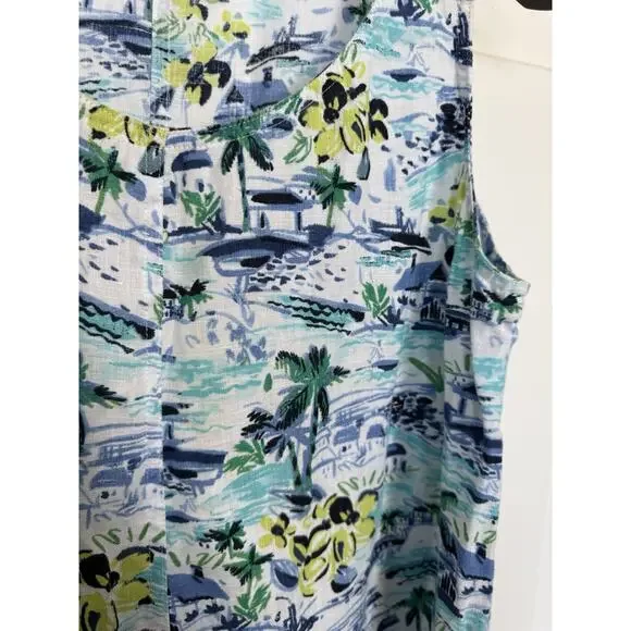 J.Jill Shift Dress 100% Linen Large Petite Sleeveless Beach Resort Coastal - Picture 2 of 9